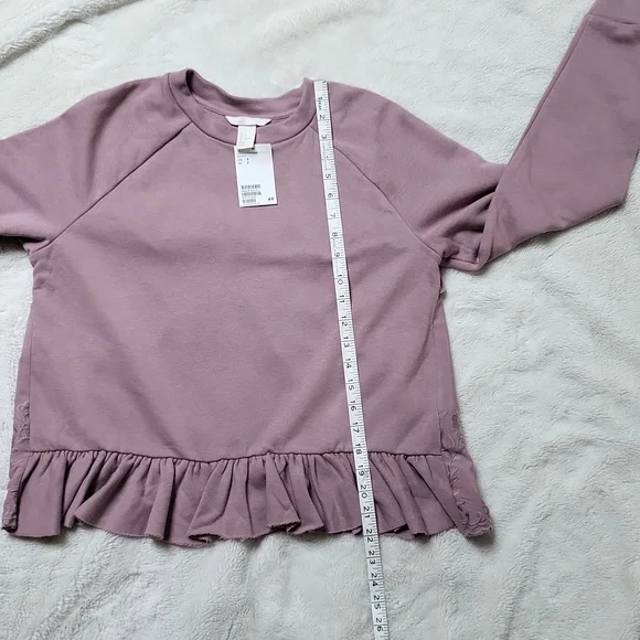 NWT! Dusty Pink Ruffle Sweatshirt with Embroidery! - Picture 7 of 10